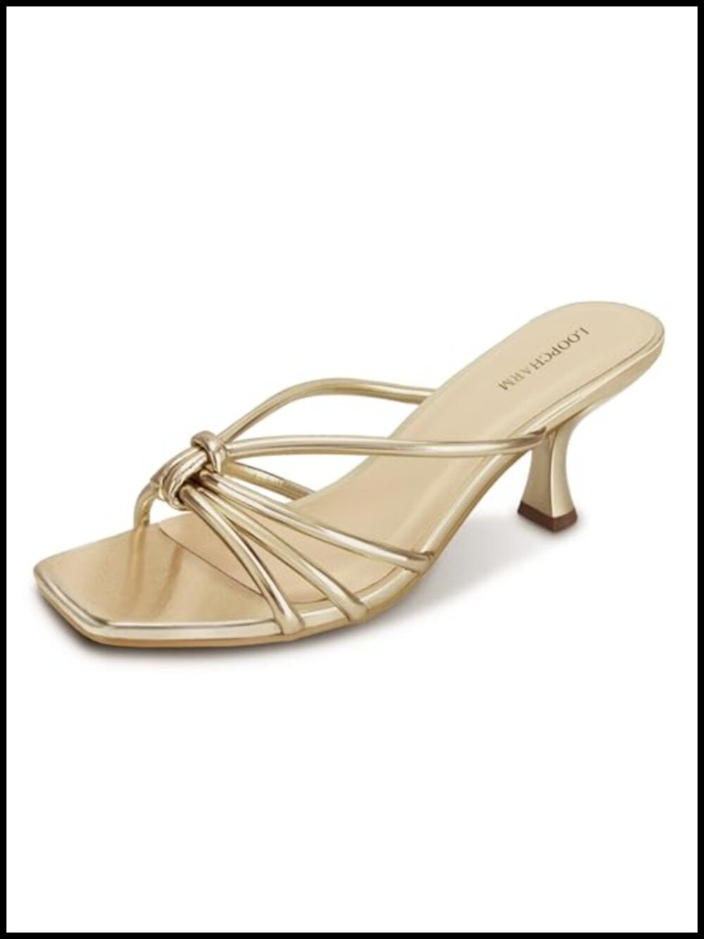 Women's Strappy Kitten Heel Faux Leather Square Open Toe Mule Sandals